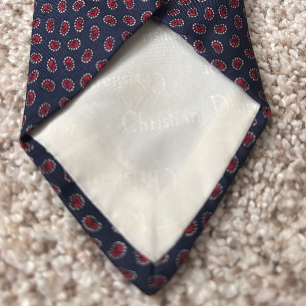Christian Dior 100% Silk Tie Navy Blue - Picture 7 of 7